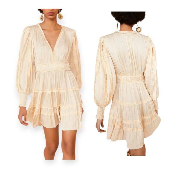 Ulla Johnson Gemma Plisse Mini Dress In Dawn, Size 6, New with Tag, $575 MSRP - Picture 1 of 16